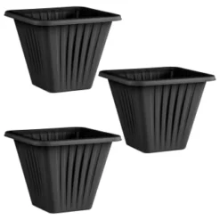 Square Planter 3pk - Black -B&M Garden Shop 397062 3 pack square planters black group