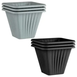 Square Planter 3pk - Grey 7 Square Planter 3pk - Grey -B&M Garden Shop 397062 397063 3 pack square planters group 1