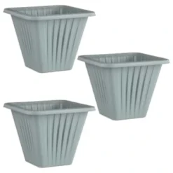 Square Planter 3pk - Grey 6 Square Planter 3pk - Grey -B&M Garden Shop 397063 3 pack square planters grey group