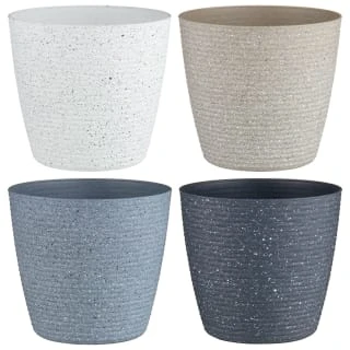 B&M Ribbed Speckled Plastic Planter - Light Grey 2 B&M Ribbed Speckled Plastic Planter - Light Grey - Image 2