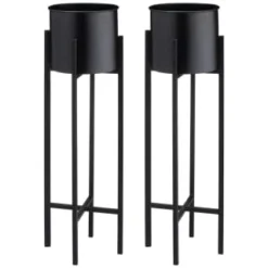 B&M Tall Round Planter 2pk - Black